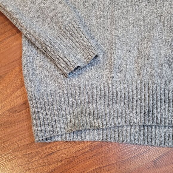 American Eagle Mens Gray Fair Isle Shawl Collar Sweater L Cotton/Wool Blend EUC - Picture 7 of 14